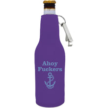 Load image into Gallery viewer, Ahoy Fuckers Beer Bottle Coolie With Opener