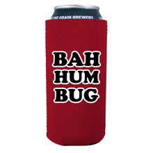 Load image into Gallery viewer, red 16 ounce can koozie with bah hum bug text design