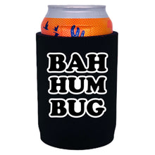 Load image into Gallery viewer, black full bottom can koozie with bah hum bug text design