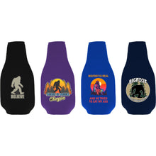 Load image into Gallery viewer, Bigfoot Funny Zipper Beer Bottle Coolie Designs 4 Pack