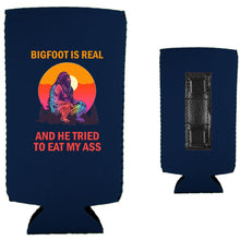 Load image into Gallery viewer, Bigfoot is Real Magnetic Slim Can Coolie
