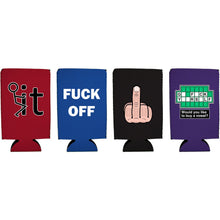 Load image into Gallery viewer, Funny F*ck 16oz Can Coolie Designs 4 Pack
