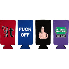 Load image into Gallery viewer, Funny F*ck Slim Can Coolie Designs 4 Pack