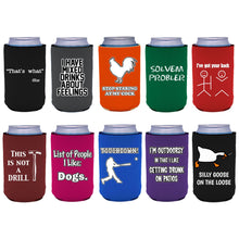 Load image into Gallery viewer, Ten can koozies with funny joke prints