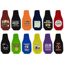 Load image into Gallery viewer, Beer Joke Funny Zipper Beer Bottle Coolie Designs 12 Pack