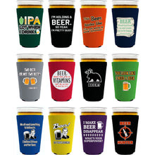 Load image into Gallery viewer, Beer Jokes Funny Pint Glass Coolie Designs 12 Pack