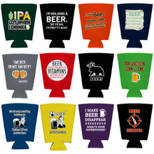 Load image into Gallery viewer, Beer Jokes Funny Pint Glass Coolie Designs 12 Pack