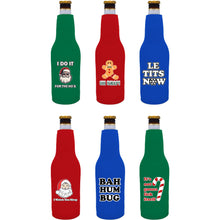 Load image into Gallery viewer, Funny Christmas Zipper Beer Bottle Coolie Designs 6 Pack