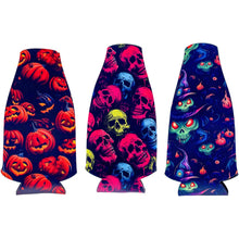 Load image into Gallery viewer, Three Piece Set Spooky Halloween Design Pattern Beer Bottle Coolie Pack