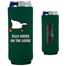 Load image into Gallery viewer, 12oz. Slim neoprene can Koozie with strong magnets sewn into one side and graphic on the opposite.