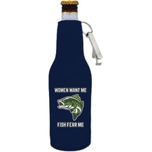 Load image into Gallery viewer, Women Want Me Fish Fear Me Beer Bottle Coolie With Opener