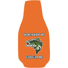 Load image into Gallery viewer, Women Want Me Fish Fear Me Beer Bottle Coolie With Opener