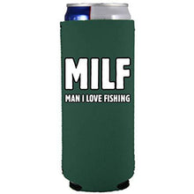 Load image into Gallery viewer, slim can koozie with milf fishing design