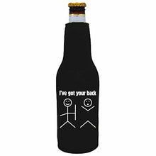Load image into Gallery viewer, 12 oz zipper beer bottle koozie with ive got your back design