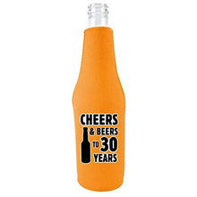 Load image into Gallery viewer, Cheers & Beers to 30 Years Beer Bottle Coolie With Opener