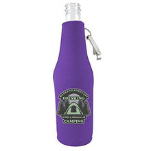 Load image into Gallery viewer, Weekend Forecast Drinking with a chance of Camping Beer Bottle Coolie With Opener