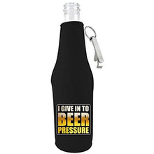 Load image into Gallery viewer, Beer Pressure Zipper Beer Bottle Coolie With Opener