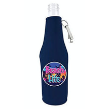 Load image into Gallery viewer, Beach Life Zipper Beer Bottle Coolie With Opener