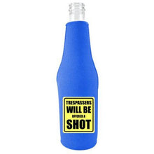 Load image into Gallery viewer, Trespassers Offered a Shot Beer Bottle Coolie With Opener