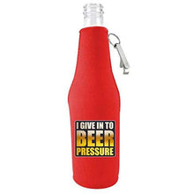 Load image into Gallery viewer, Beer Pressure Zipper Beer Bottle Coolie With Opener