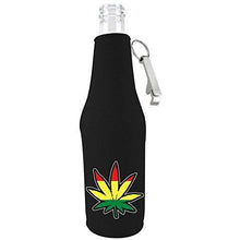 Load image into Gallery viewer, Rasta Leaf Beer Bottle Coolie With Opener