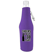 Load image into Gallery viewer, Cheers & Beers to 30 Years Beer Bottle Coolie With Opener