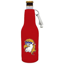 Load image into Gallery viewer, Bald Eagle Mullet Beer Bottle Coolie with Opener Attached