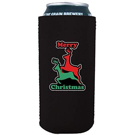 16 oz can koozie with merry christmas design