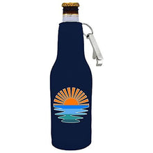 Load image into Gallery viewer, Retro Sunset Beer Bottle Coolie with Opener Attached