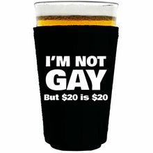 Load image into Gallery viewer, 12oz pint glass koozie with im not gay design