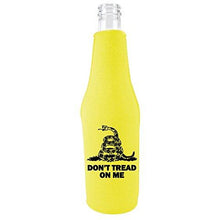 Load image into Gallery viewer, yellow zipper beer bottle with dont tread on me design