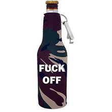 Load image into Gallery viewer, Fuck Off Beer Bottle Coolie With Opener