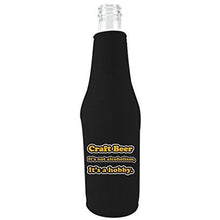 Load image into Gallery viewer, black zipper beer bottle with craft beer it's not alcoholism it's a hobby design