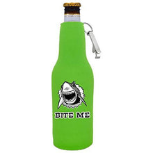 Load image into Gallery viewer, Bite Me Beer Bottle Coolie With Opener