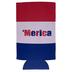 'Merica Striped Pattern 16 oz. Can Coolie