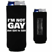 Load image into Gallery viewer, 12 oz magnetic can koozie with im not gay design