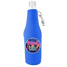 Load image into Gallery viewer, Beach Life Zipper Beer Bottle Coolie With Opener
