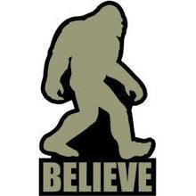 Load image into Gallery viewer, vinyl sticker with bigfoot believe design