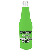 Load image into Gallery viewer, I'm Outdoorsy in that I Like Getting Drunk on Patios Zipper Beer Bottle With Opener