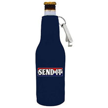 Load image into Gallery viewer, Send It Beer Bottle Coolie with Opener Attached
