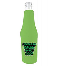 Load image into Gallery viewer, I Swear To Drunk I'm Not God Beer Bottle Coolie