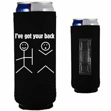 Load image into Gallery viewer, 12 oz magnetic slim can koozie with ive got your back design