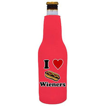 Load image into Gallery viewer, I Love Wieners Neoprene Zipper Beer Bottle Coolie