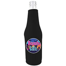Load image into Gallery viewer, beach life zipper beer bottle koozie
