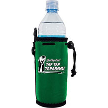 Load image into Gallery viewer, green water bottle koozie with funny &quot;just tap it in taparroo&quot; text design and golfer putting graphic

