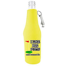 Load image into Gallery viewer, I Like Big Putts and I Cannot Lie Beer Bottle Coolie With Opener