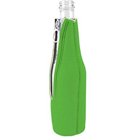 Zipper Beer Bottle Koozie (Green)