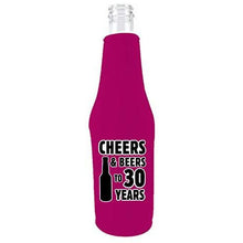 Load image into Gallery viewer, Cheers & Beers to 30 Years Beer Bottle Coolie With Opener