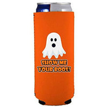 Load image into Gallery viewer, Show Me Your Boos! Halloween Slim 12 oz Can Coolie