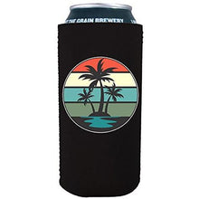 Load image into Gallery viewer, 16 oz can koozie with retro palm trees design